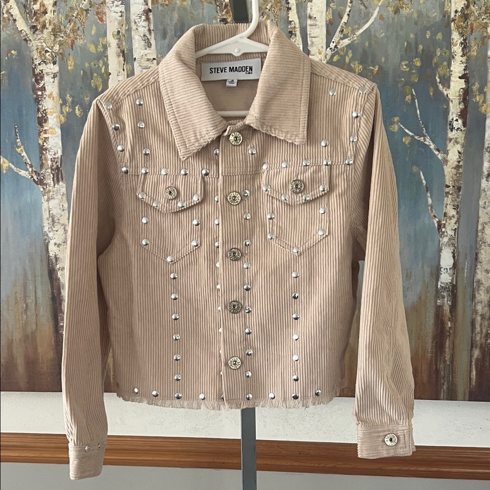 Steve Madden Beige Studded Corduroy Jacket- NWOT, Size 4